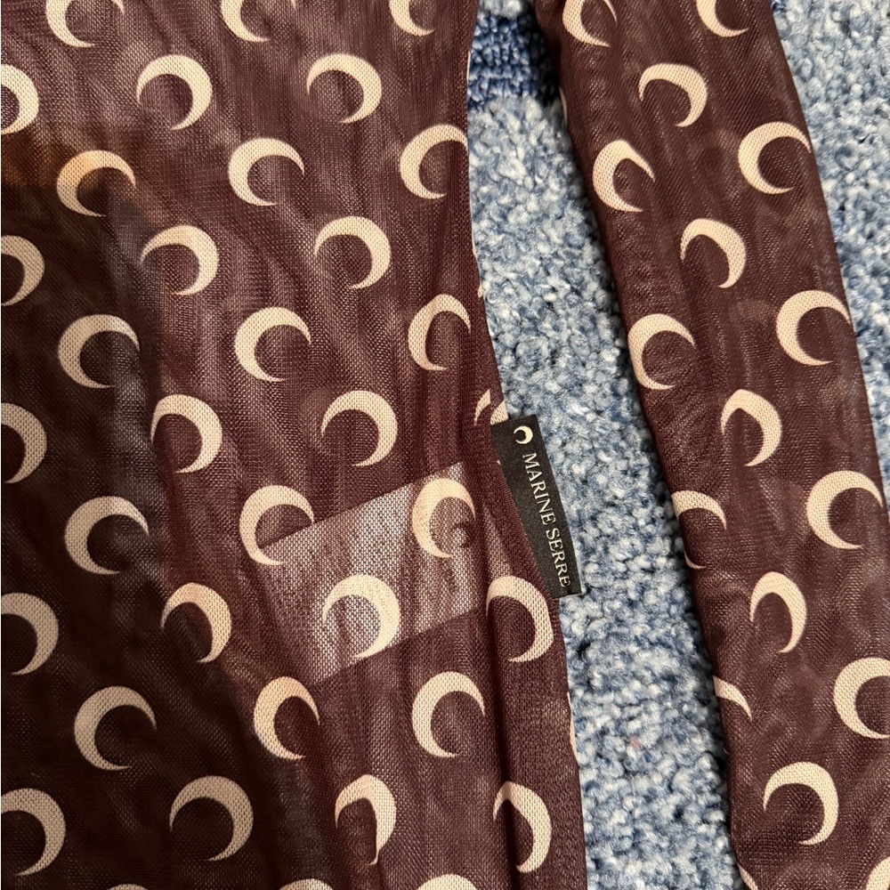 Marine Serre Brown Long Sleeve Dress with Crescent Pattern - Picture 3 of 4